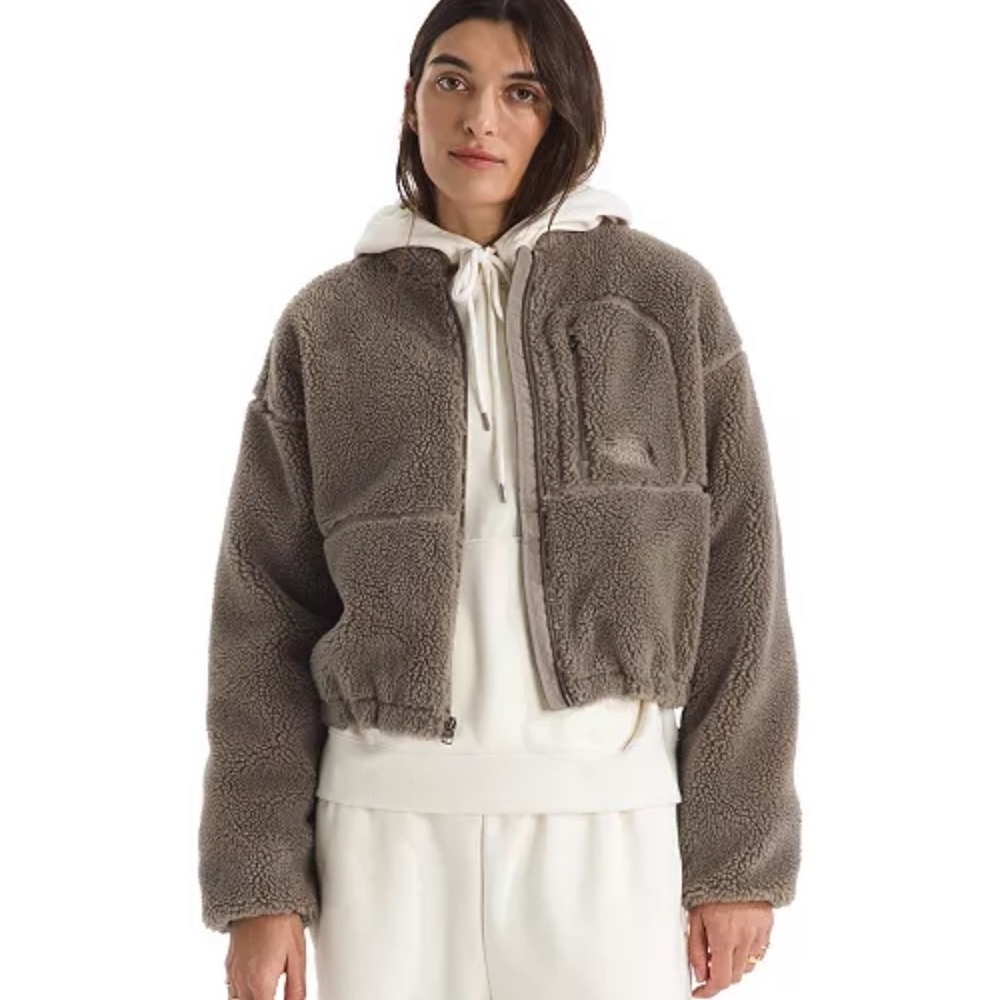 The North Face Extreme Pile Sherpa Fleece Jacket Women Large Taupe NWT